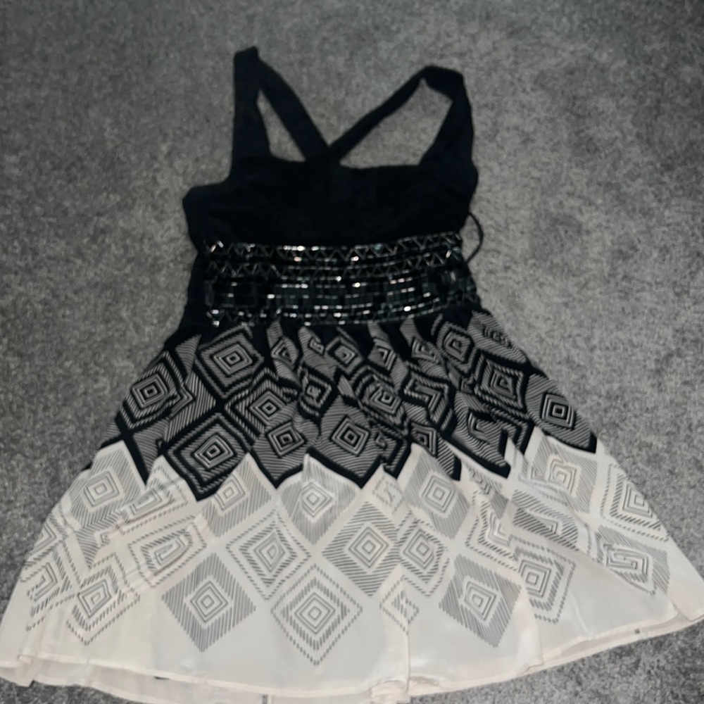 BEBE Little Black Dress - Beaded Waist. At Knee Length. Size - Medium